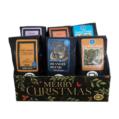 Coffee Beanery Coffee Gift Baskets Decaf / Merry Christmas / Variety 6-Pack Coffee Sampler Gift Basket