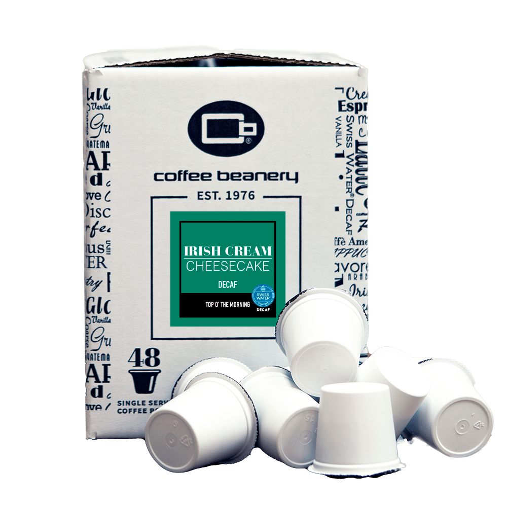 Coffee Beanery Coffee Pods Decaf / 48ct Bulk Pods Irish Cream Cheesecake Flavored Coffee Pods