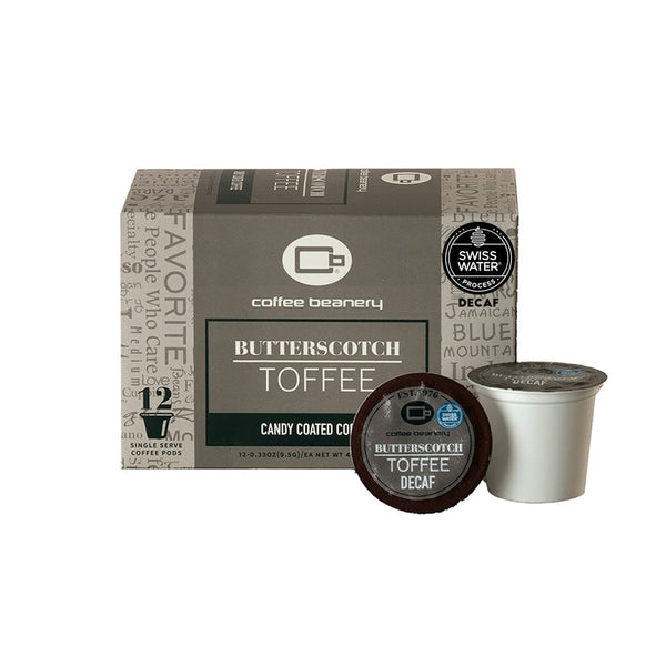 Butterscotch Toffee Flavored Decaf Coffee Pods For Keurig Brewers