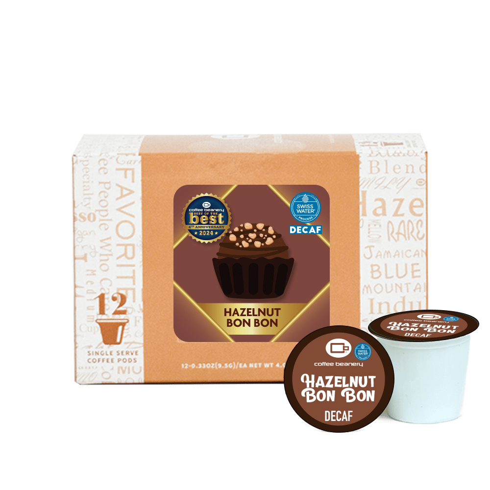 Coffee Beanery Exclusive 12ct Pods / Decaf / Automatic Drip Chocolate Hazelnut Bon Bon Flavored Coffee | May 2024
