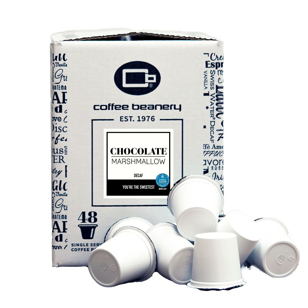 Coffee Beanery Flavored Coffee 48ct Bulk Pods Chocolate Marshmallow Flavored Decaf Coffee Pods