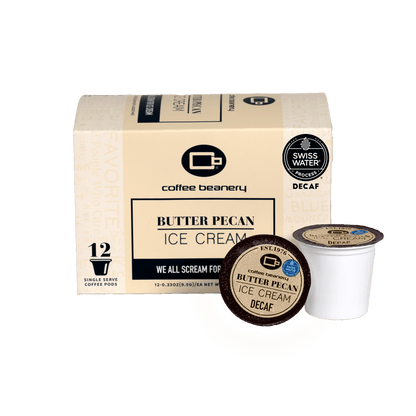 Coffee Beanery Flavored Coffee Decaf / 12ct Pods Butter Pecan Ice Cream Flavored Coffee Pods