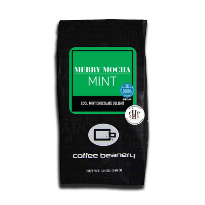 Coffee Beanery Flavored Coffee Decaf / 12oz / Whole Bean Merry Mocha Mint Flavored Coffee