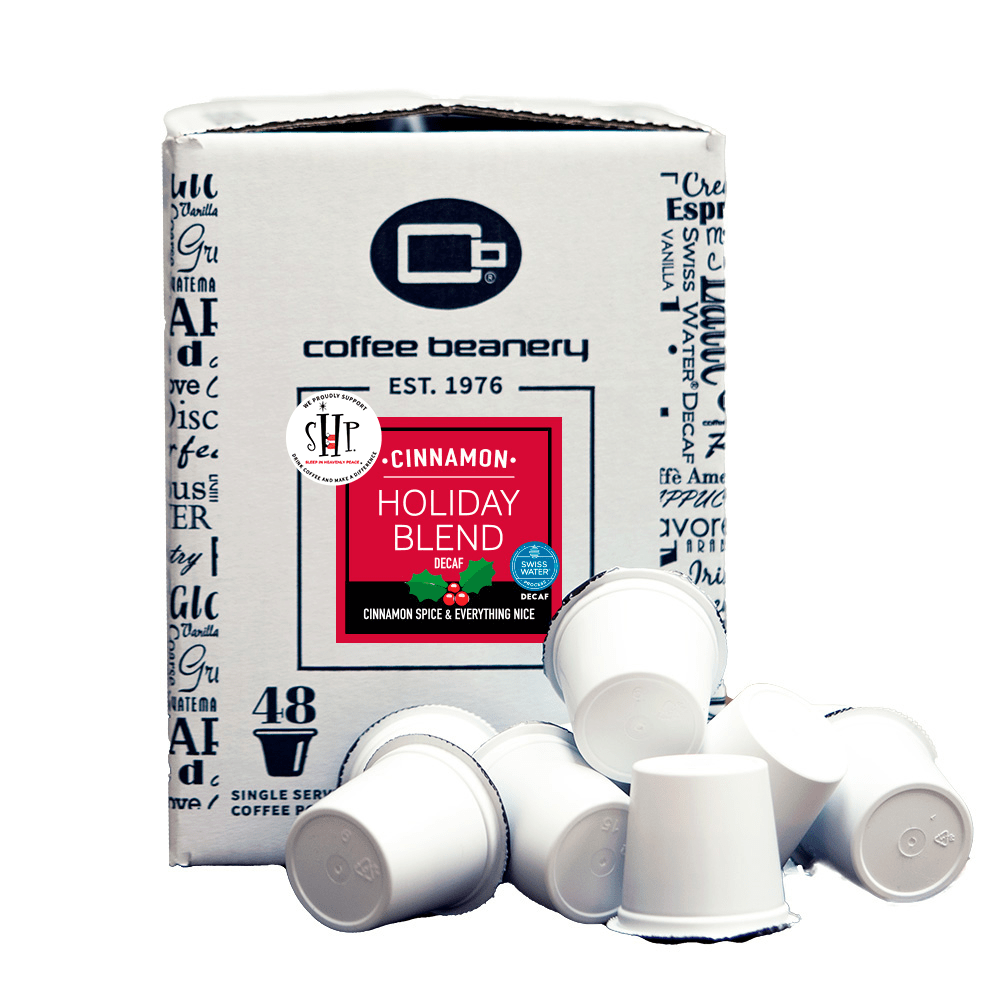 Coffee Beanery Flavored Coffee Decaf / 192ct Bulk Pods / Automatic Drip Cinnamon Holiday Blend Flavored Coffee