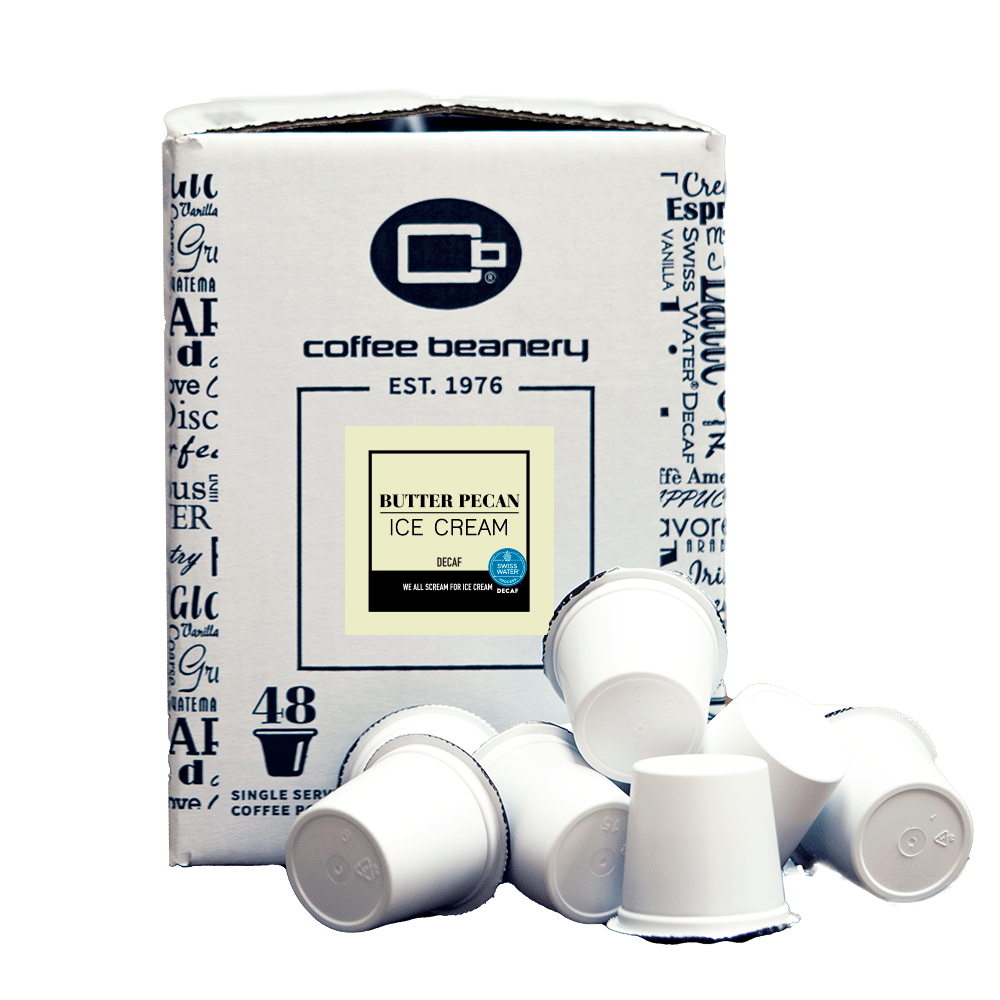 Coffee Beanery Flavored Coffee Decaf / 48ct Bulk Pods Butter Pecan Ice Cream Flavored Coffee Pods